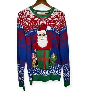 Ugly Cute Christmas Jolly Sweater Santa Sunglasses Shades Gift Box Pocket Medium